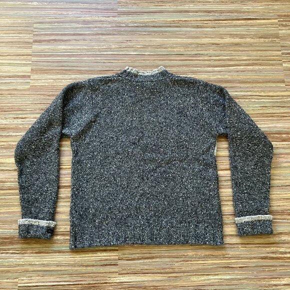 Columbia Cable Knit Pullover Sweater Mock Neck Vintage Y2K Grey Heather Stripe - Picture 6 of 7